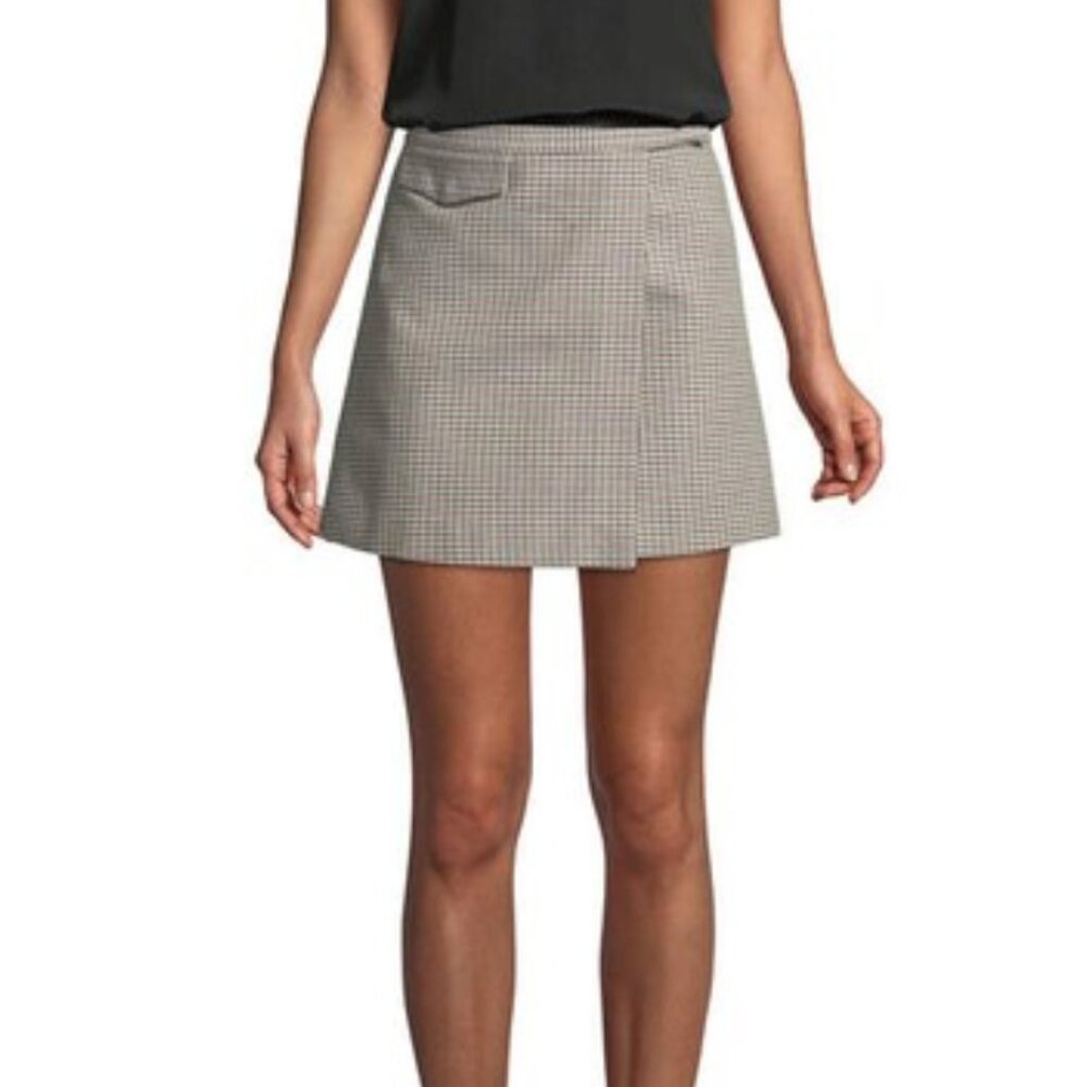 Theory - Fremont Plaid / Houndstooth Wrap Mini Skirt